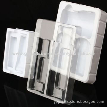 Clear or colored cosmetic vacuum plastic tray